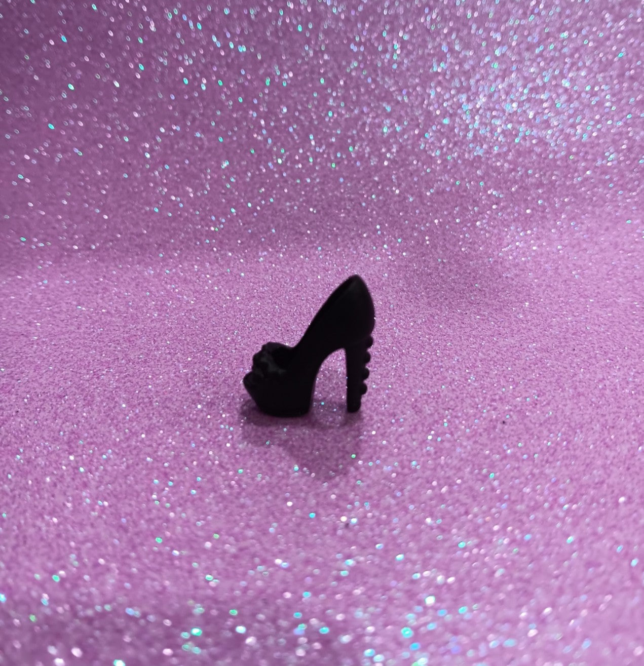 Edgy Barbie Black Platform Open-Toed Stiletto Heel with studs