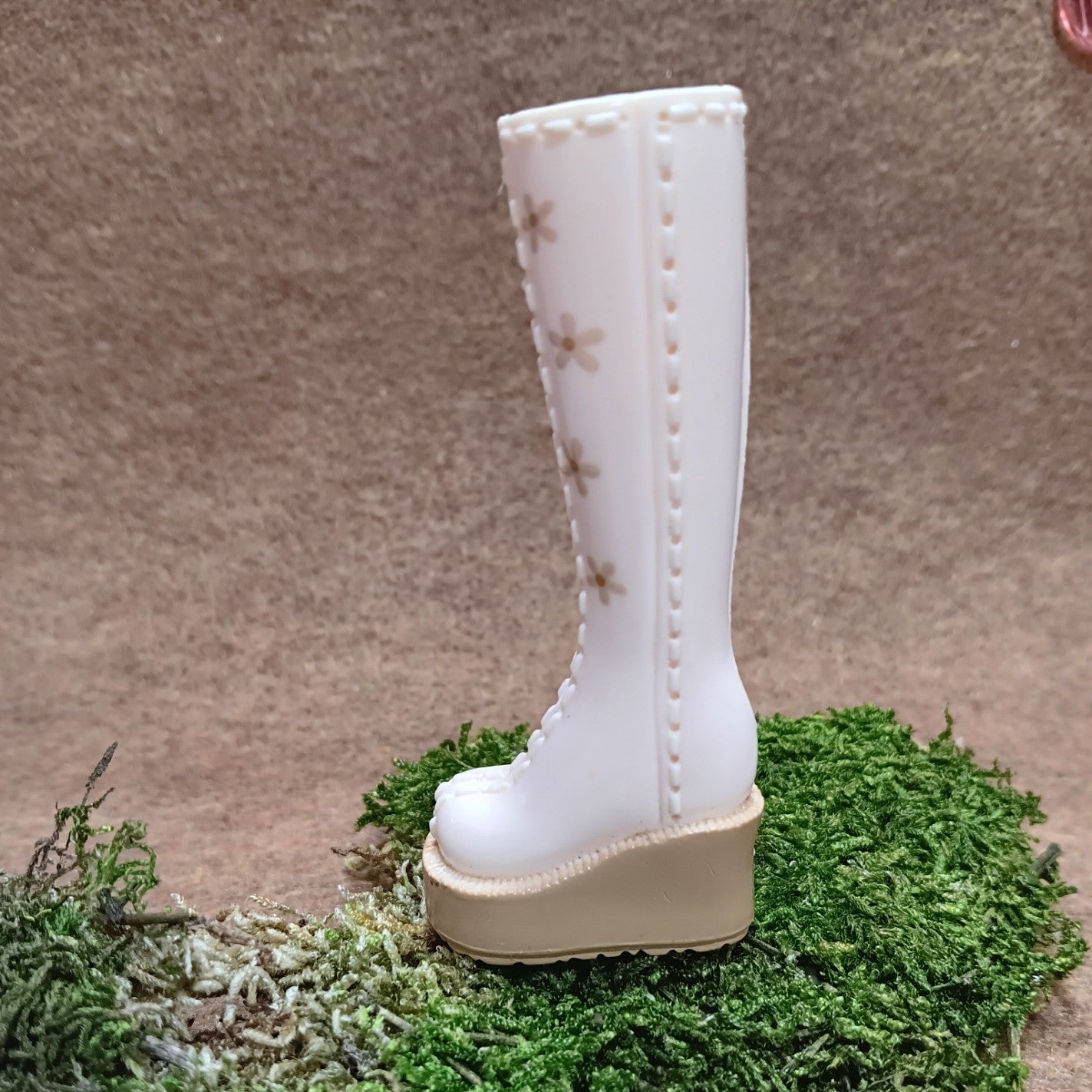 My Scene Barbie Cream Tall Platform Boot with Floral Details