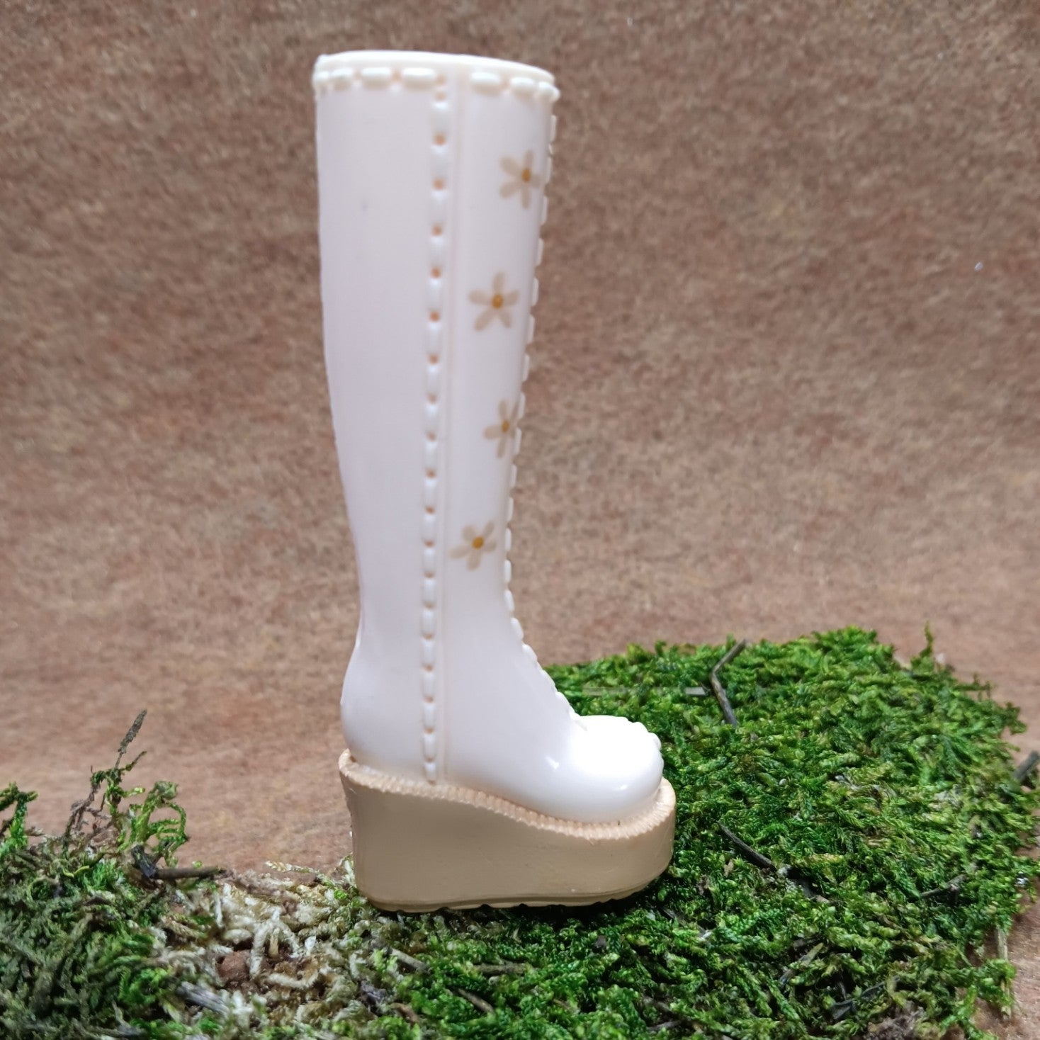My Scene Barbie Cream Tall Platform Boot with Floral Details