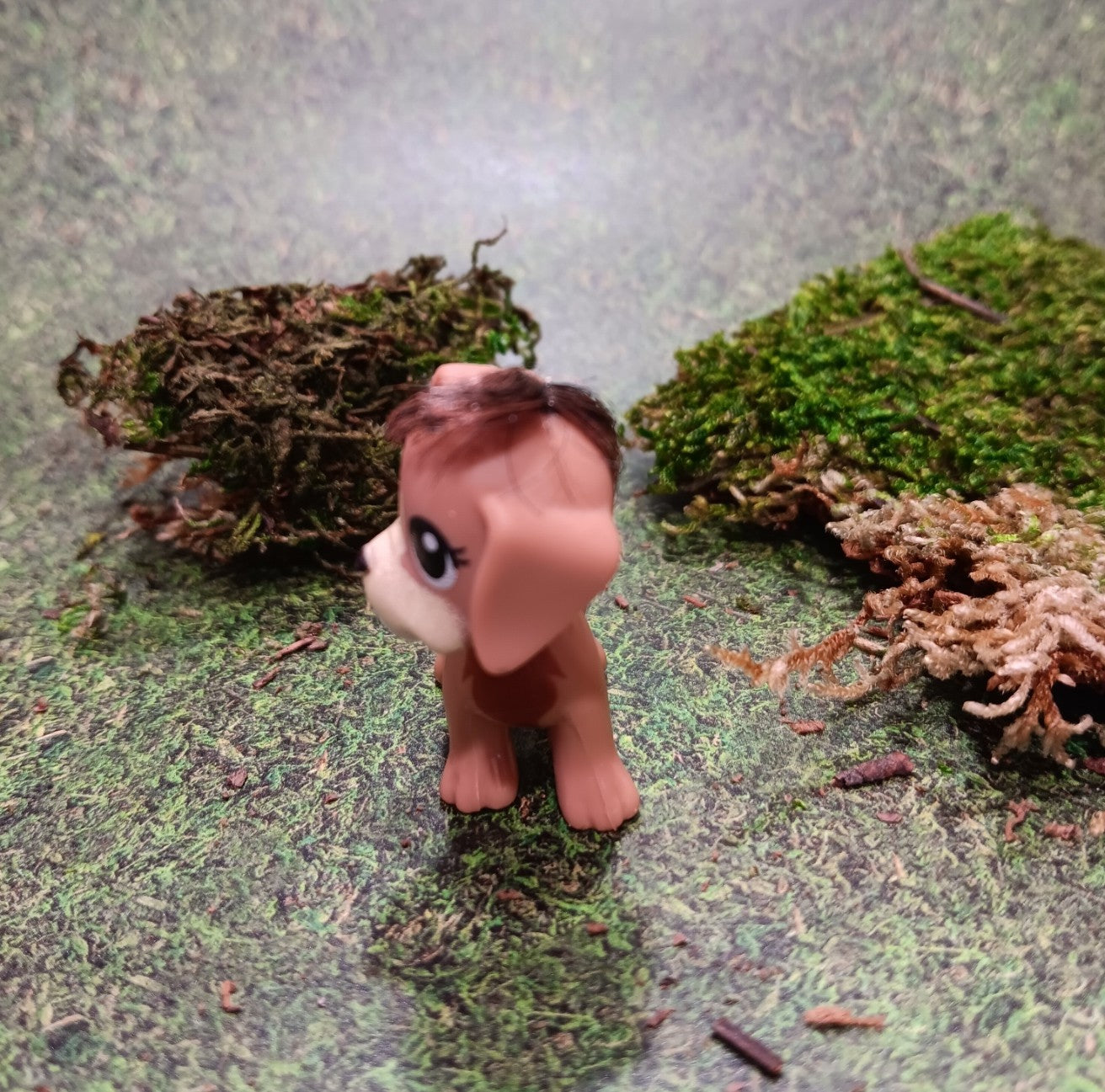 Polly Pocket Brown Puppy with Rooted "Bangs"