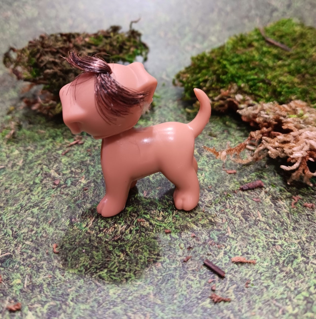 Polly Pocket Brown Puppy with Rooted "Bangs"