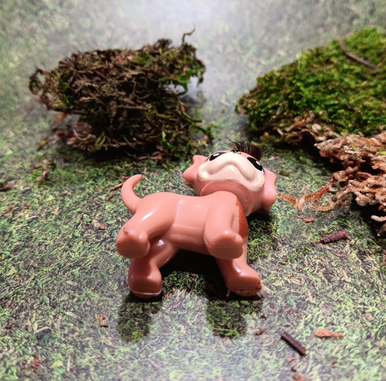 Polly Pocket Brown Puppy with Rooted "Bangs"