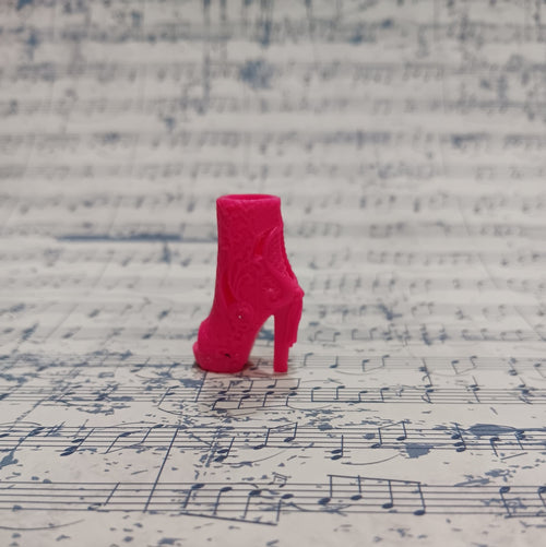 Barbie Open Toed High Heeled Booties with Floral Scroll Detail