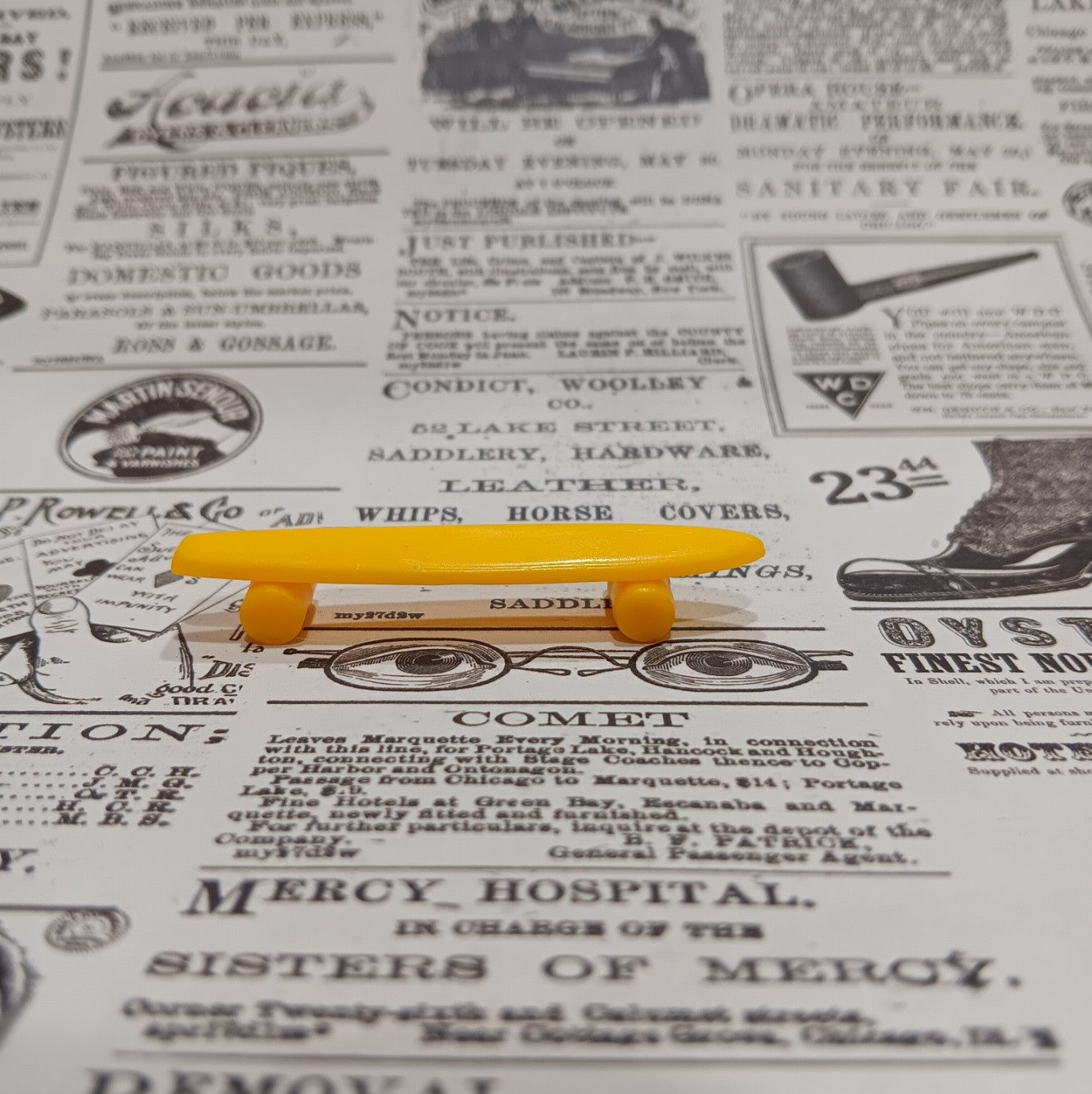 Vintage 1970's "Big Banana" Sidewalk Surfer Mini Yellow Skateboard