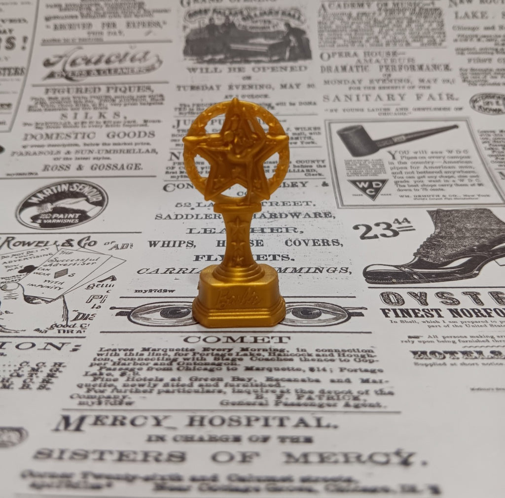 Barbie Gymnastics Star Shaped Golden Trophy