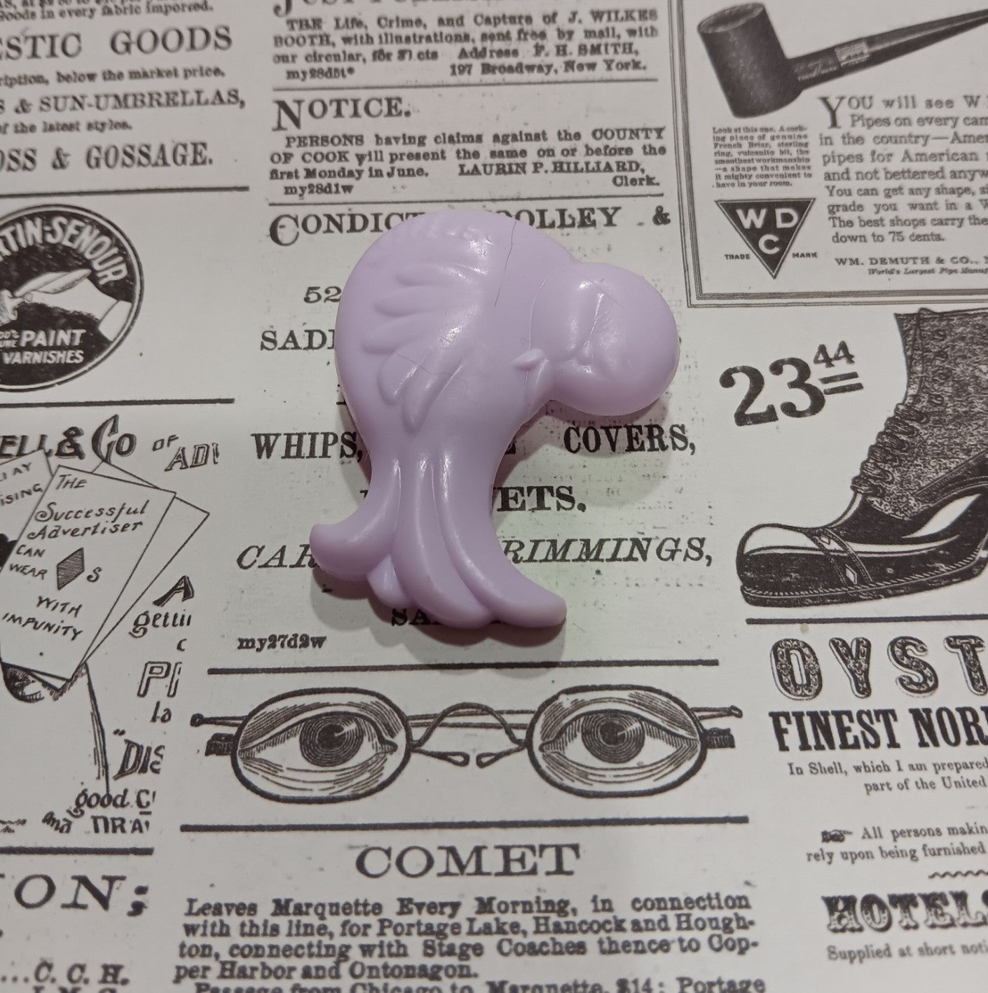 Vintage My Little Pony Hippity Hop's Lavender Dove Shaped Brush