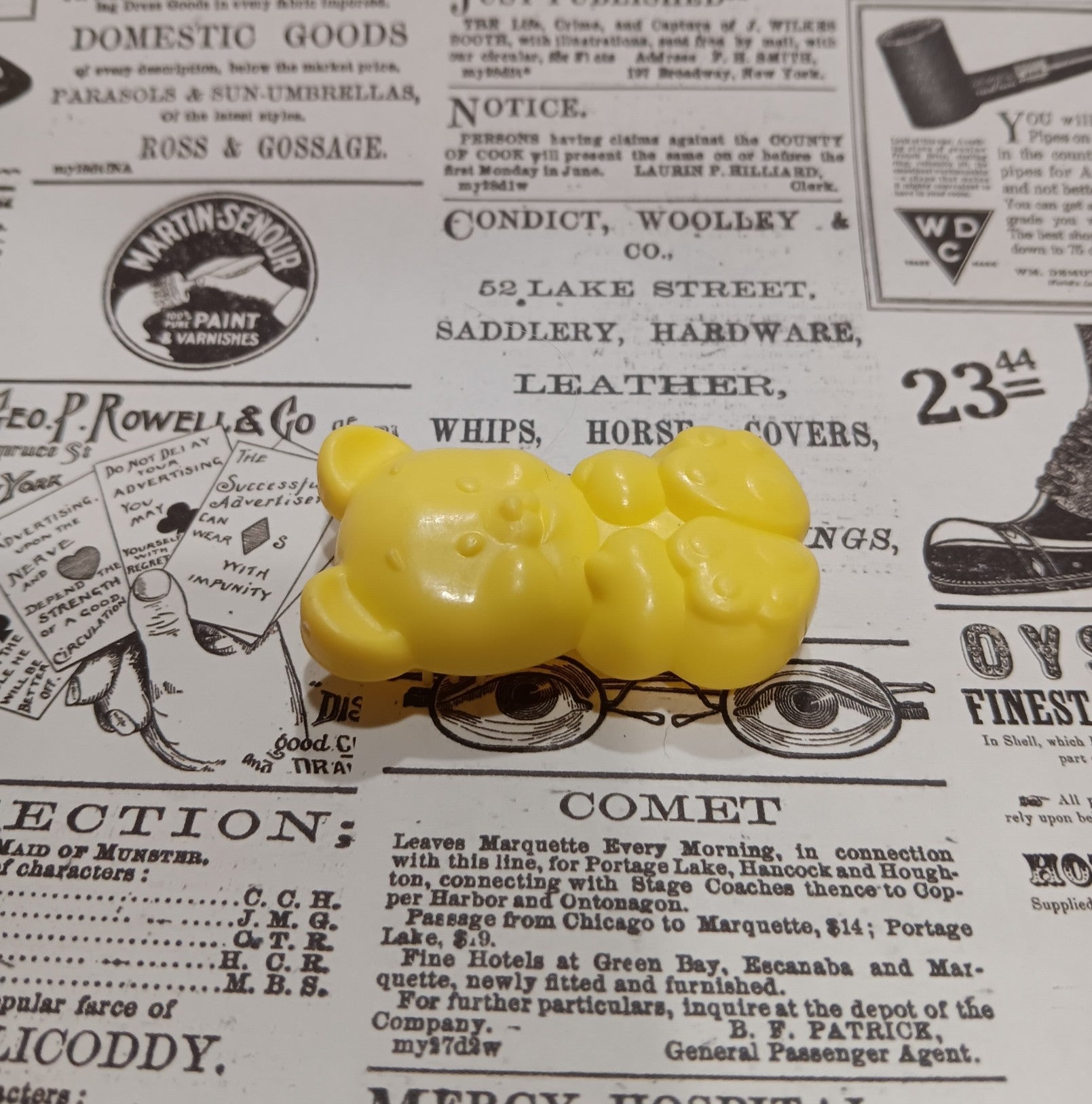 Vintage My Little Pony Newborn Twins Yellow Bear Brush