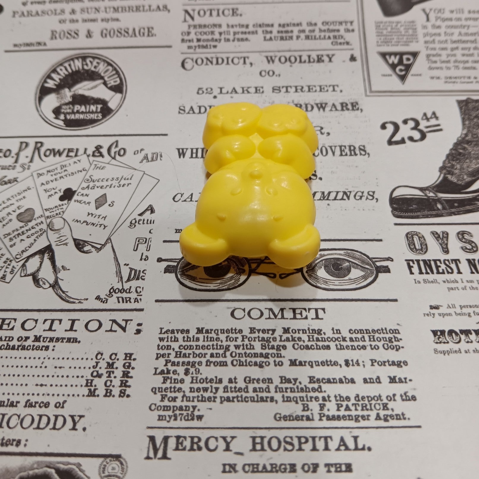 Vintage My Little Pony Newborn Twins Yellow Bear Brush