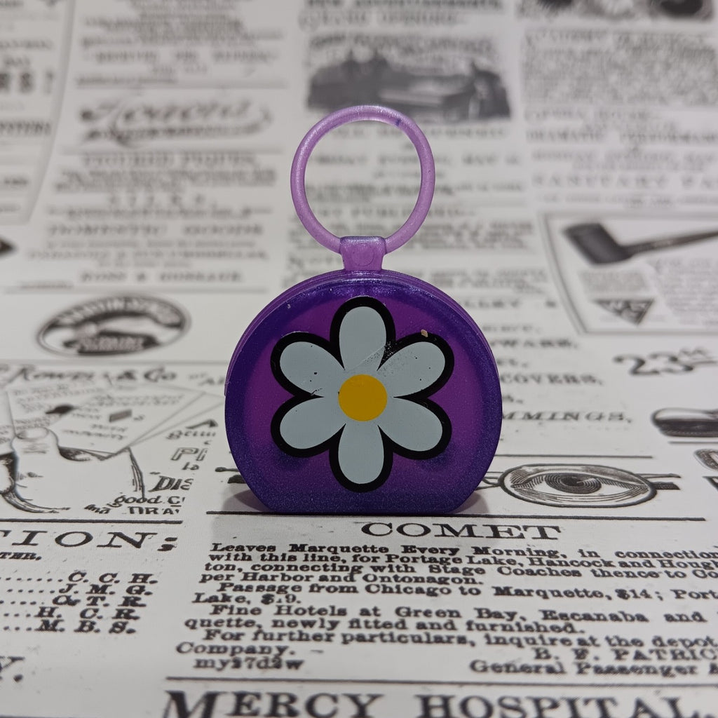 Round Purple Barbie Purse with Daisy Print Side