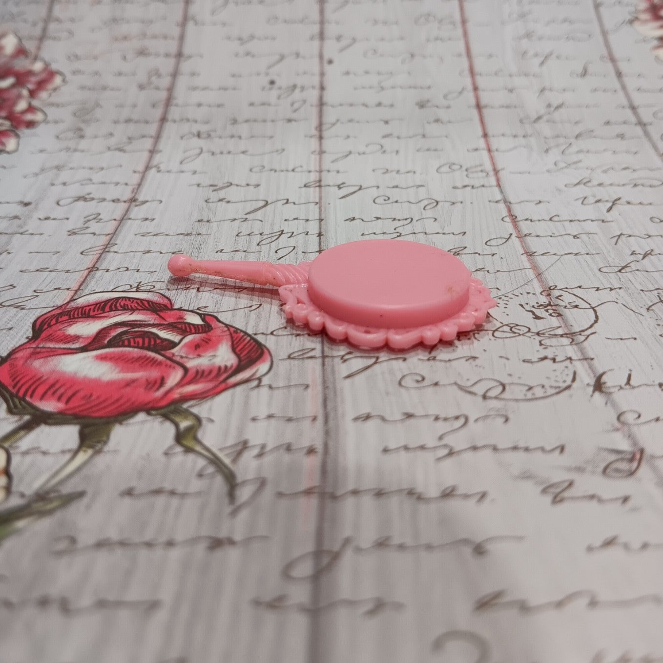 Vintage Barbie Sized MOD Era Pink Hand Mirror