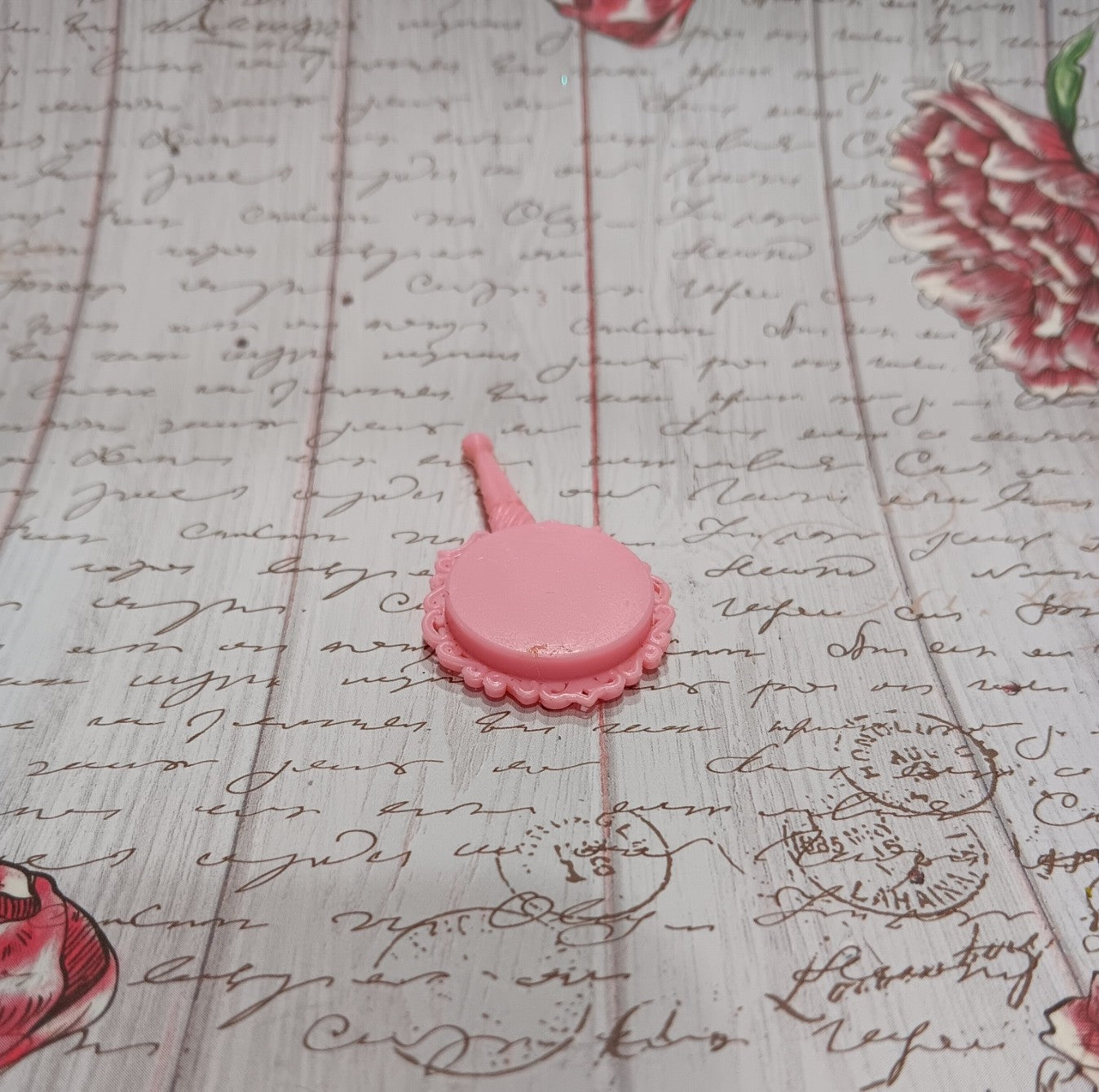 Vintage Barbie Sized MOD Era Pink Hand Mirror