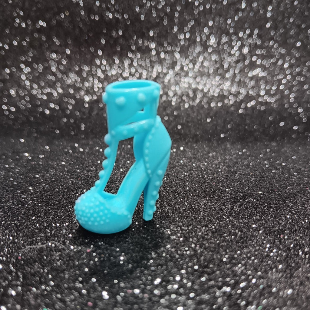 Light Blue Studded High Heel with Geometric Cut Outs