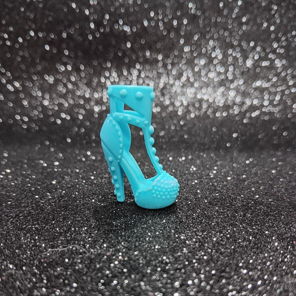 Light Blue Studded High Heel with Geometric Cut Outs