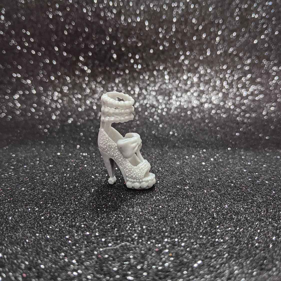 Fashionista Silver High Heel with Bow and Beaded Details