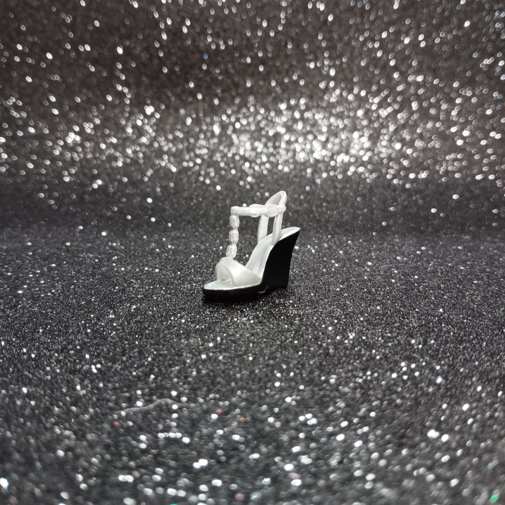 Fashionistas Black and White Wedge Sandal with Ankle Strap