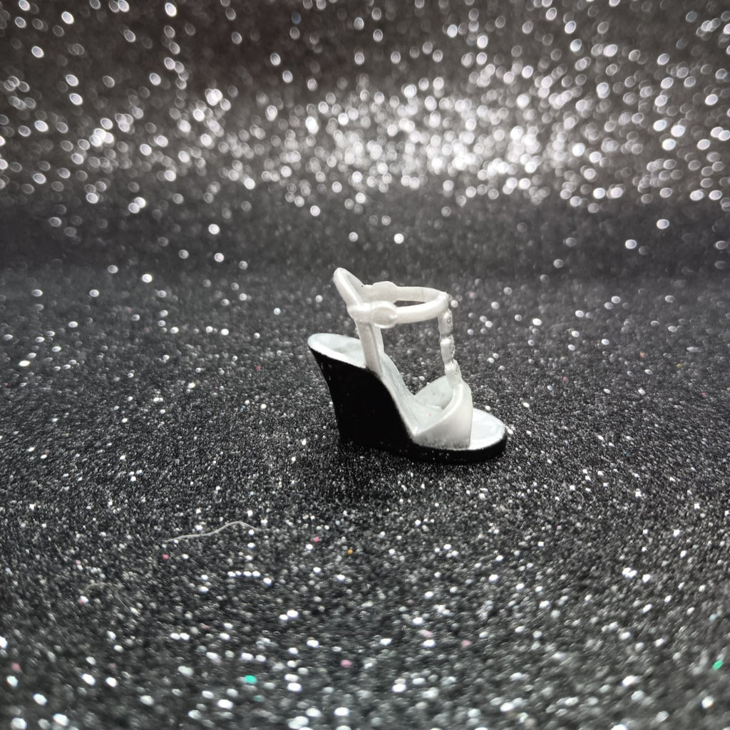 Fashionistas Black and White Wedge Sandal with Ankle Strap