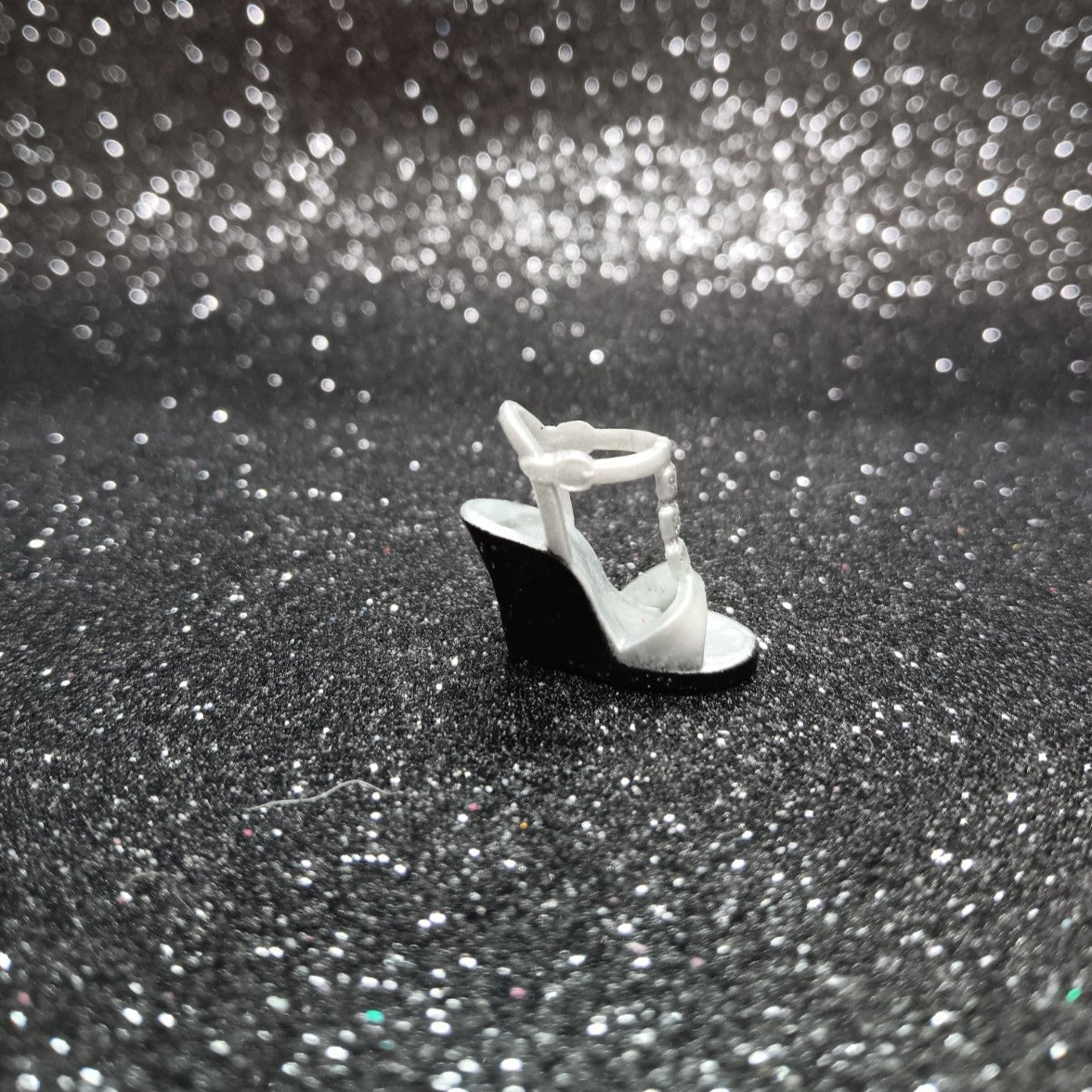 Fashionistas Black and White Wedge Sandal with Ankle Strap