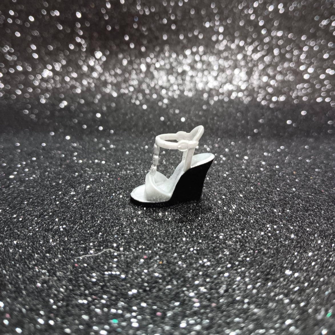 Fashionistas Black and White Wedge Sandal with Ankle Strap