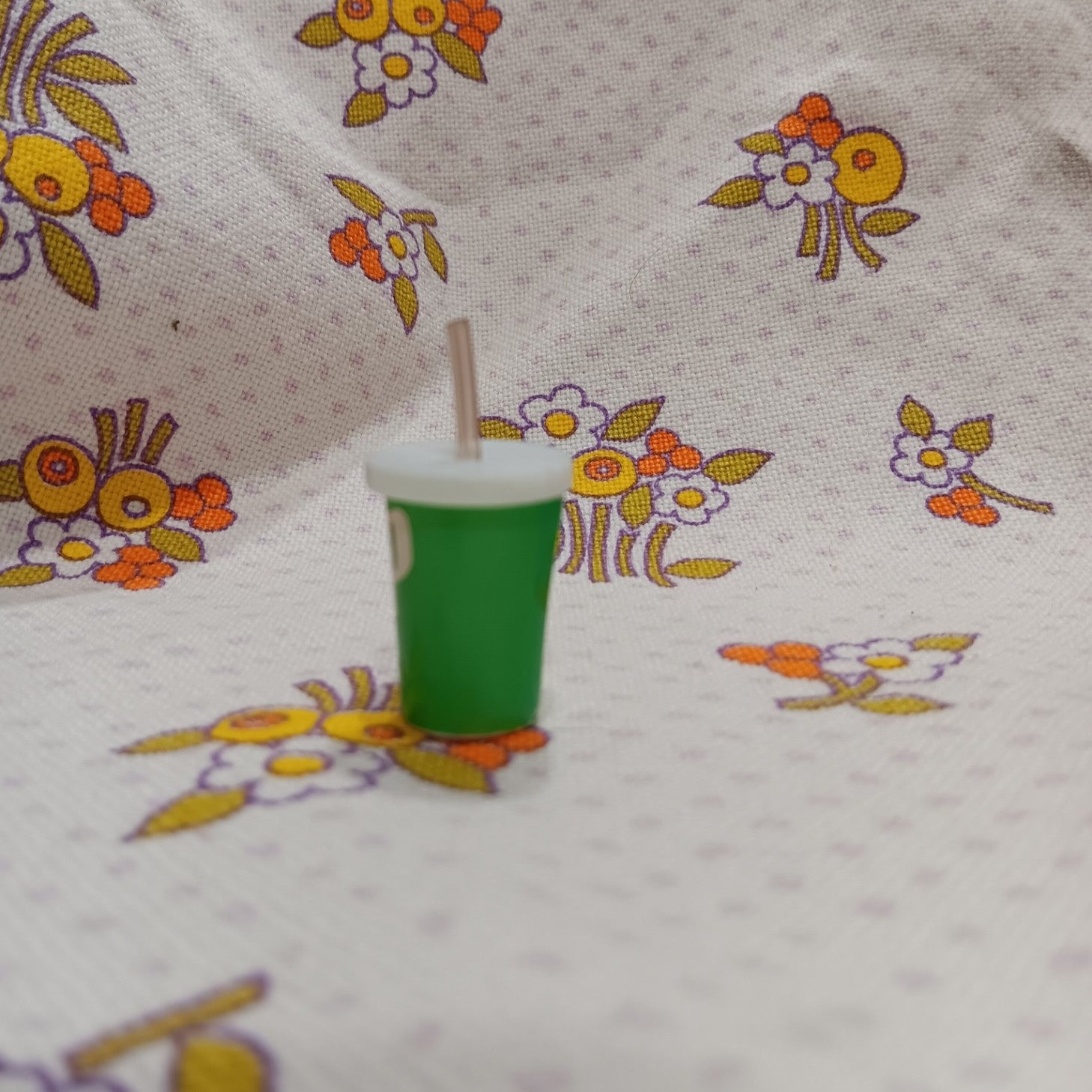 Vintage Miniature 7-Up Cup with Straw