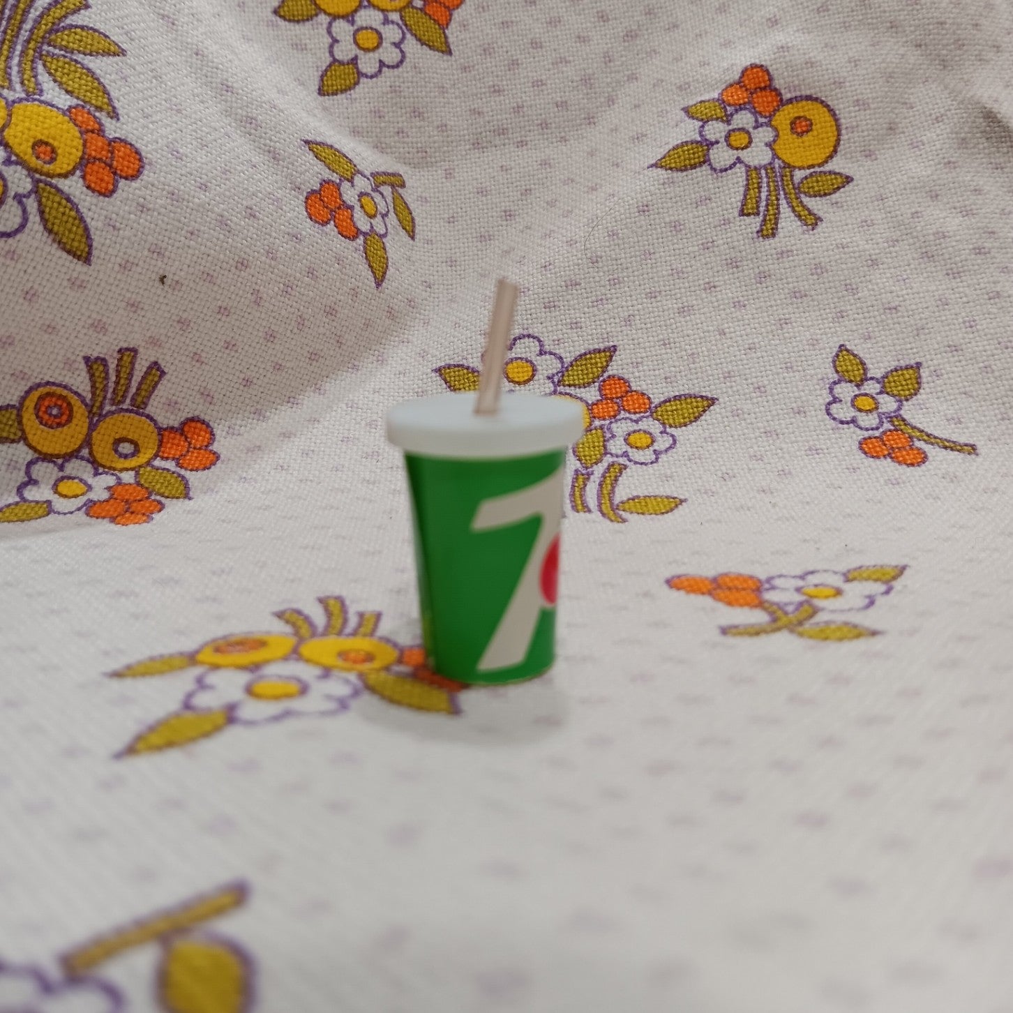 Vintage Miniature 7-Up Cup with Straw