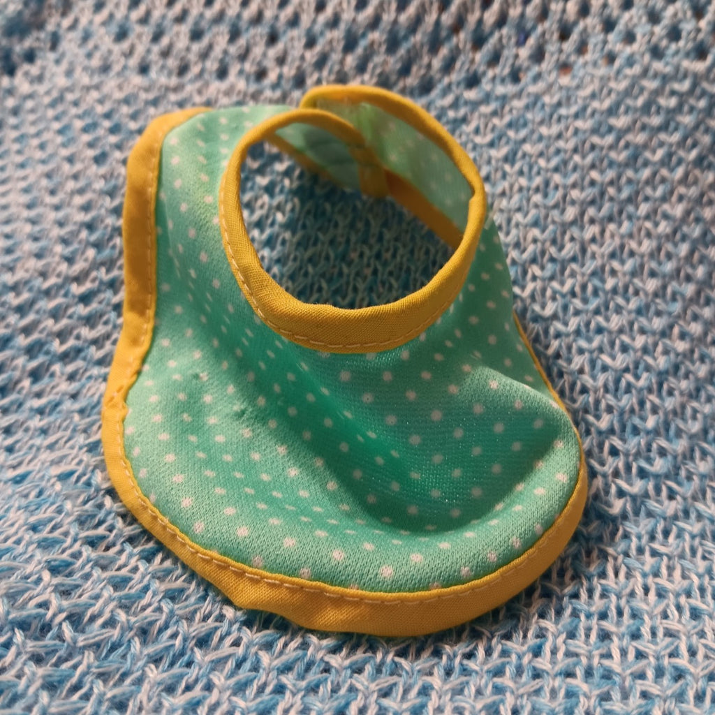 Baby Alive Sized Green and Yellow Polka Dot Bib