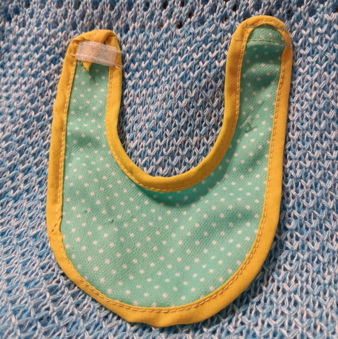 Baby Alive Sized Green and Yellow Polka Dot Bib