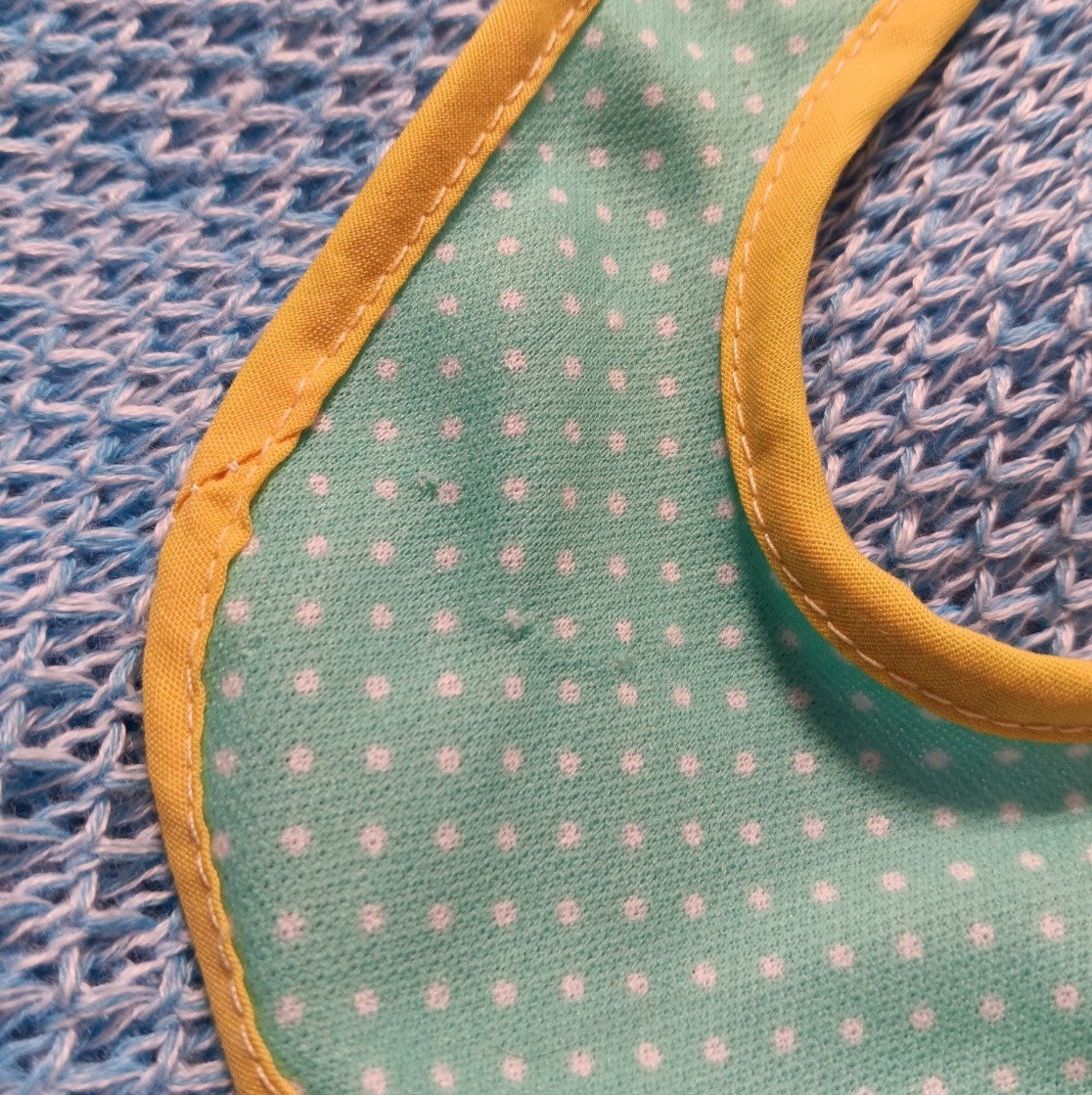 Baby Alive Sized Green and Yellow Polka Dot Bib