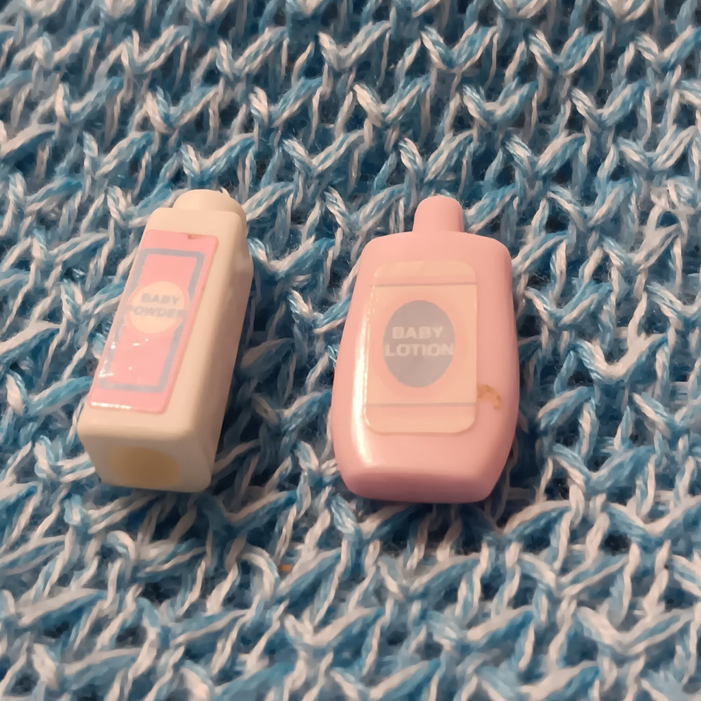 Miniature Baby Lotion and Baby Powder Bottles